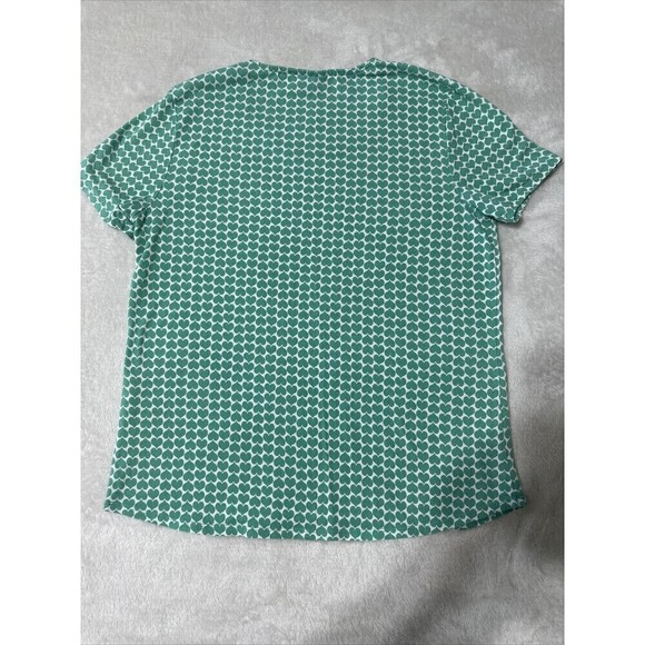 Chico's Mint Green and White Heart Print Short Sleeve Tee Size 0 (Small 8/10) - Picture 3 of 5